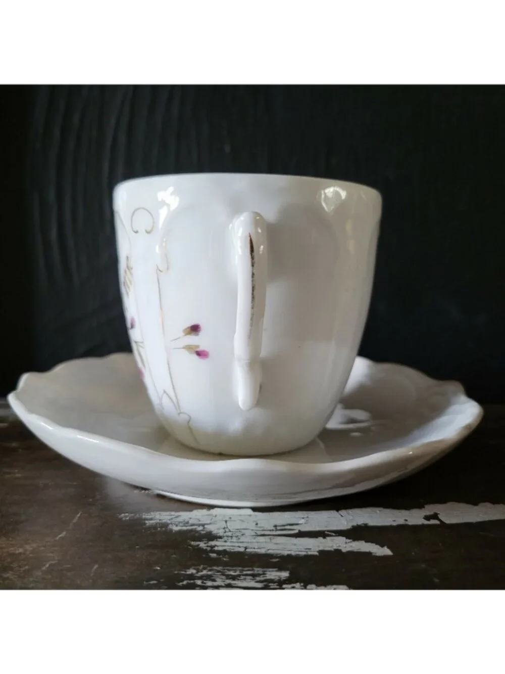 Antique Mustache Cup and Saucer 